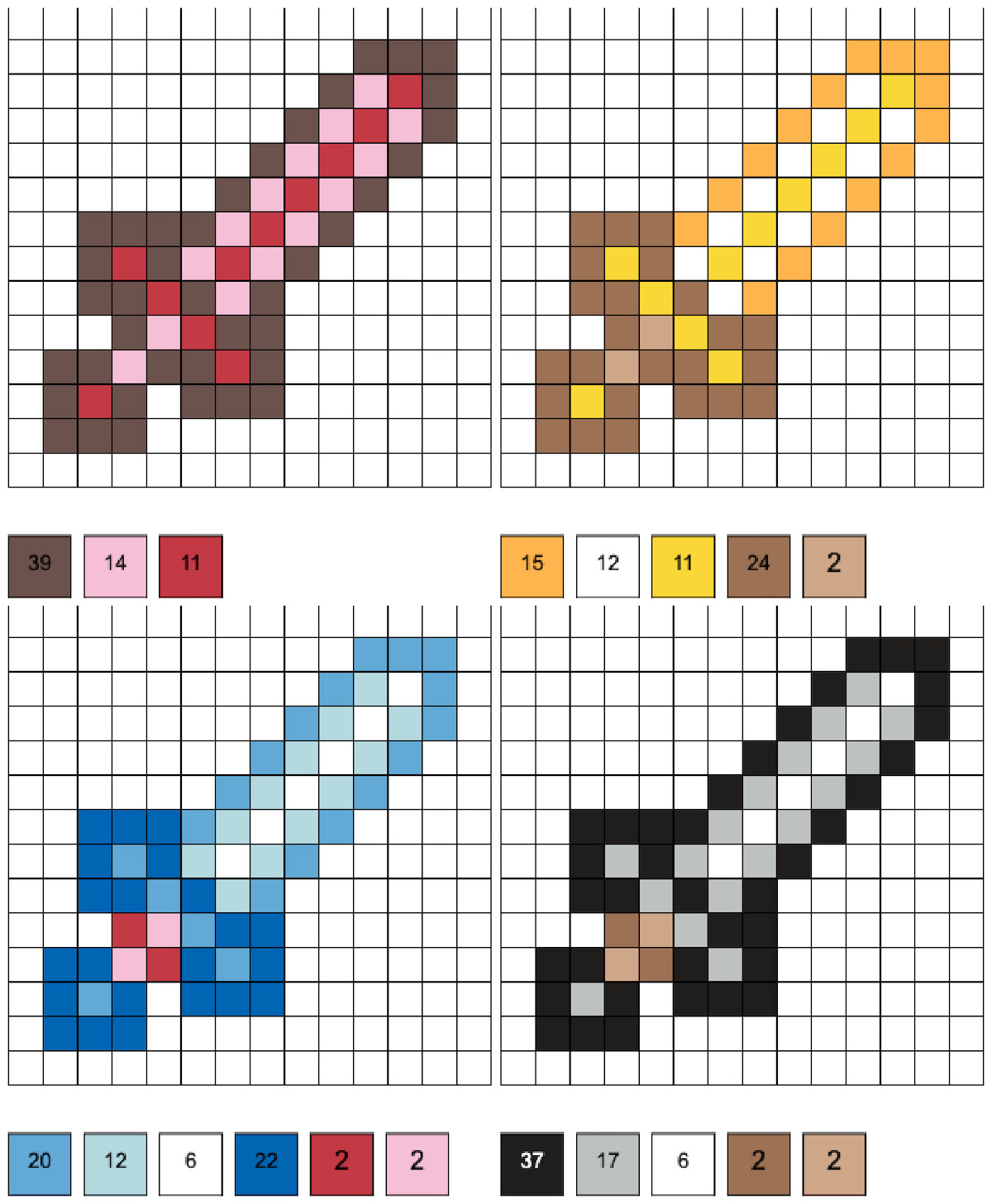 minecraft swords in wood, gold, diamond, and stone