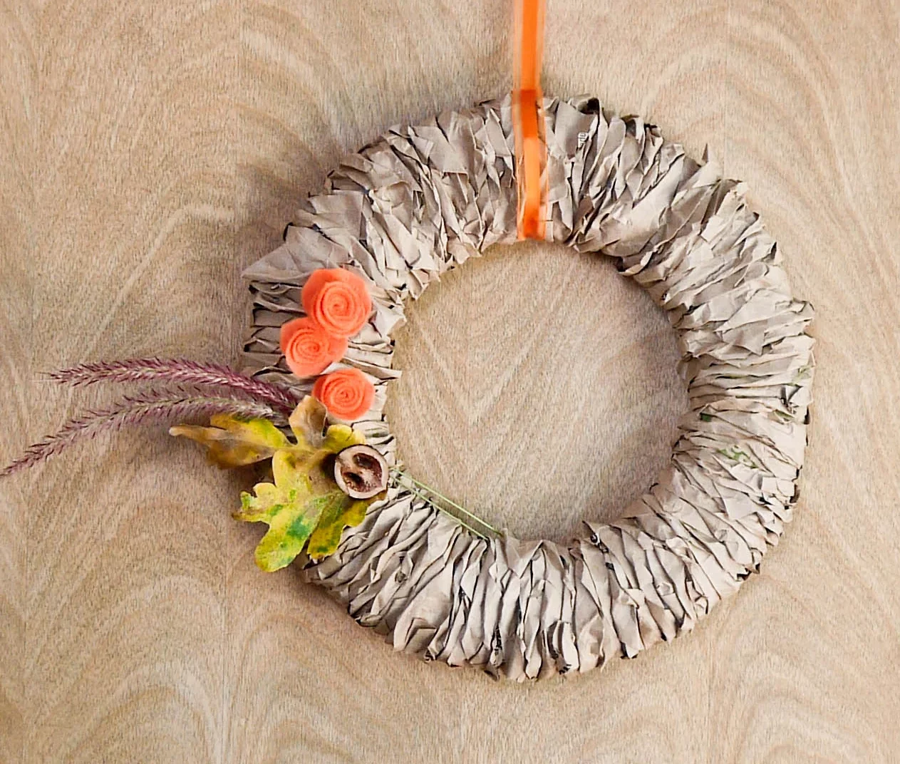 paper bag fall wreath