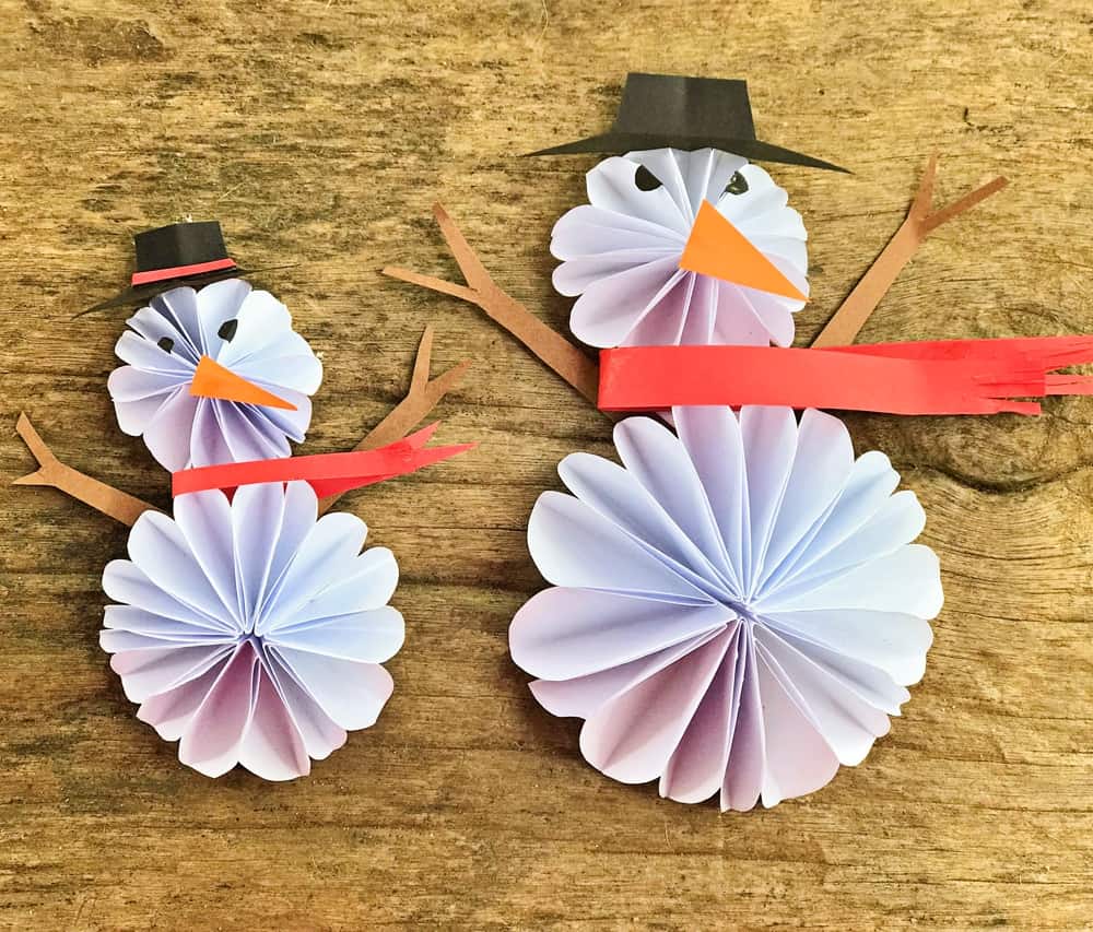 3D paper snowmen craft for kids