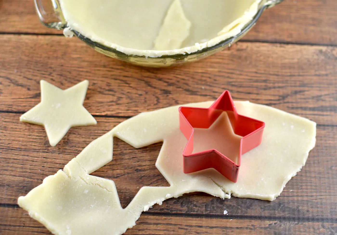 Cutting stars out of pie crust
