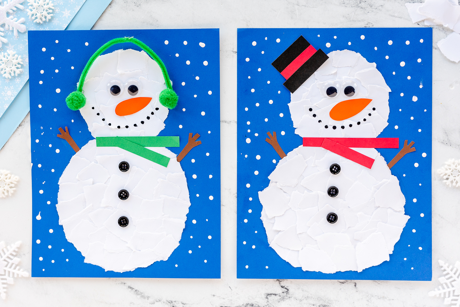 torn paper snowman craft