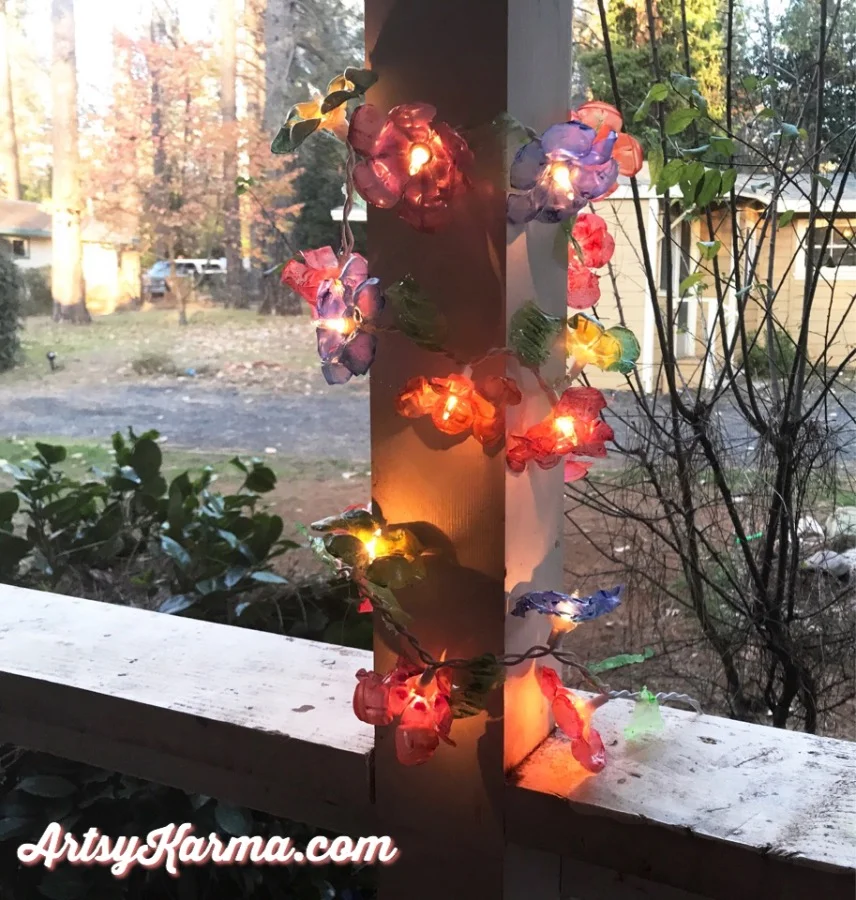 Upcycle plastic bottles into flower lights