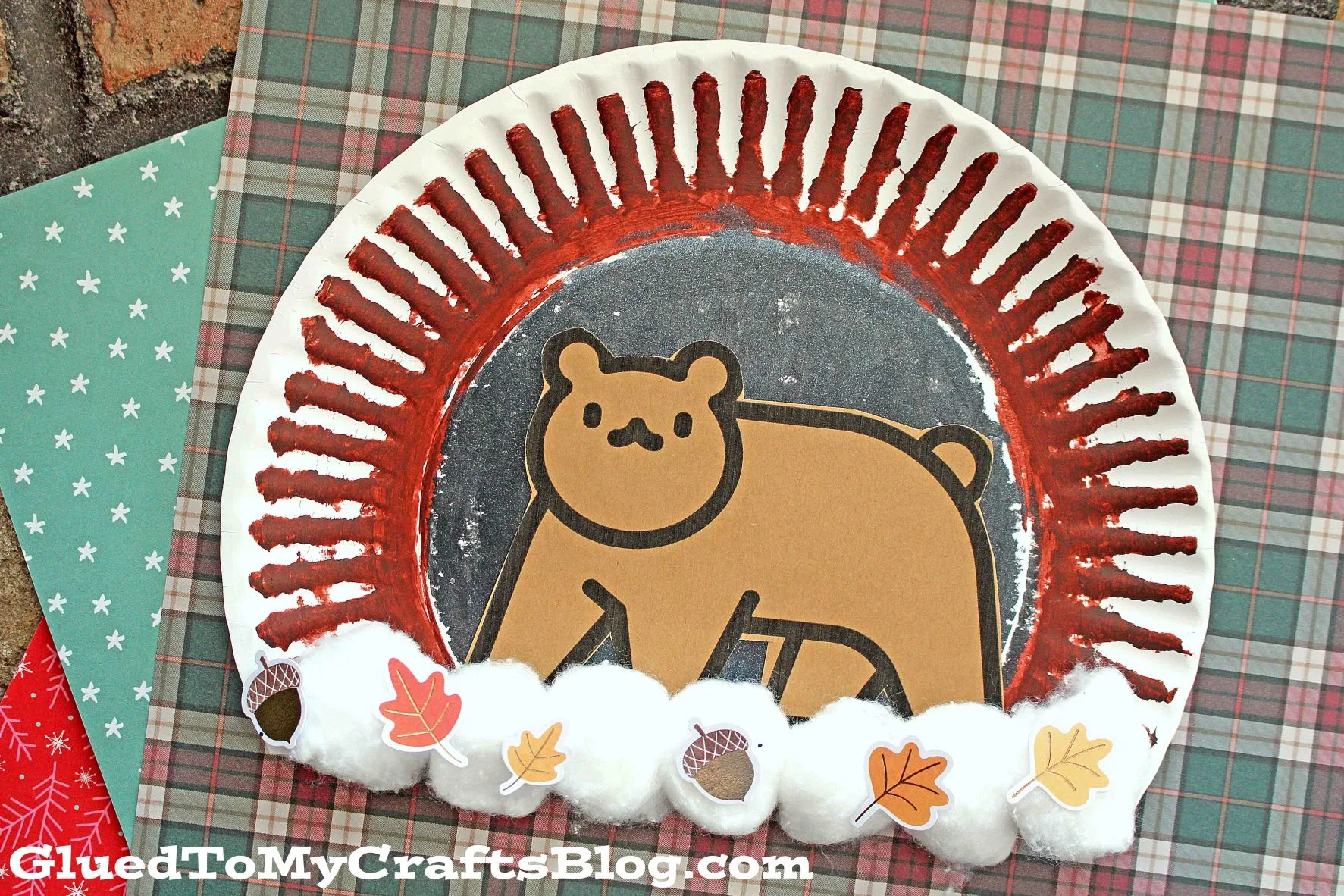 paper plate bear cave kid craft idea for winter