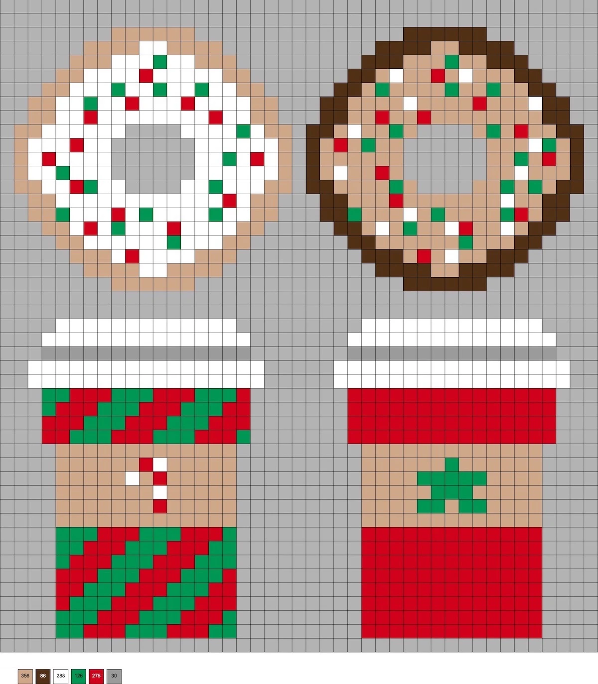 Christmas coffee and donuts perler beads