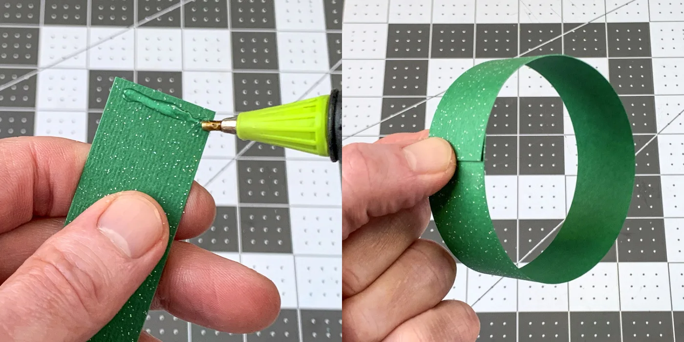 Gluing together the paper ends of link to form a loop
