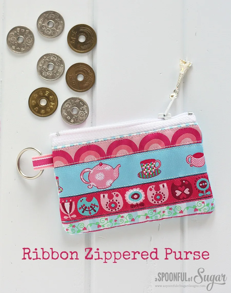 diy ribbon zippered pouch sewing tutorial