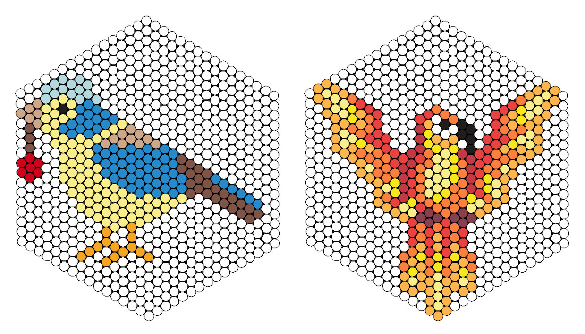 bird hama bead patterns hexagon boards