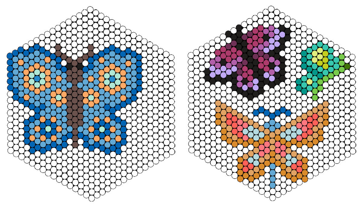 butterfly perler hexagon boards