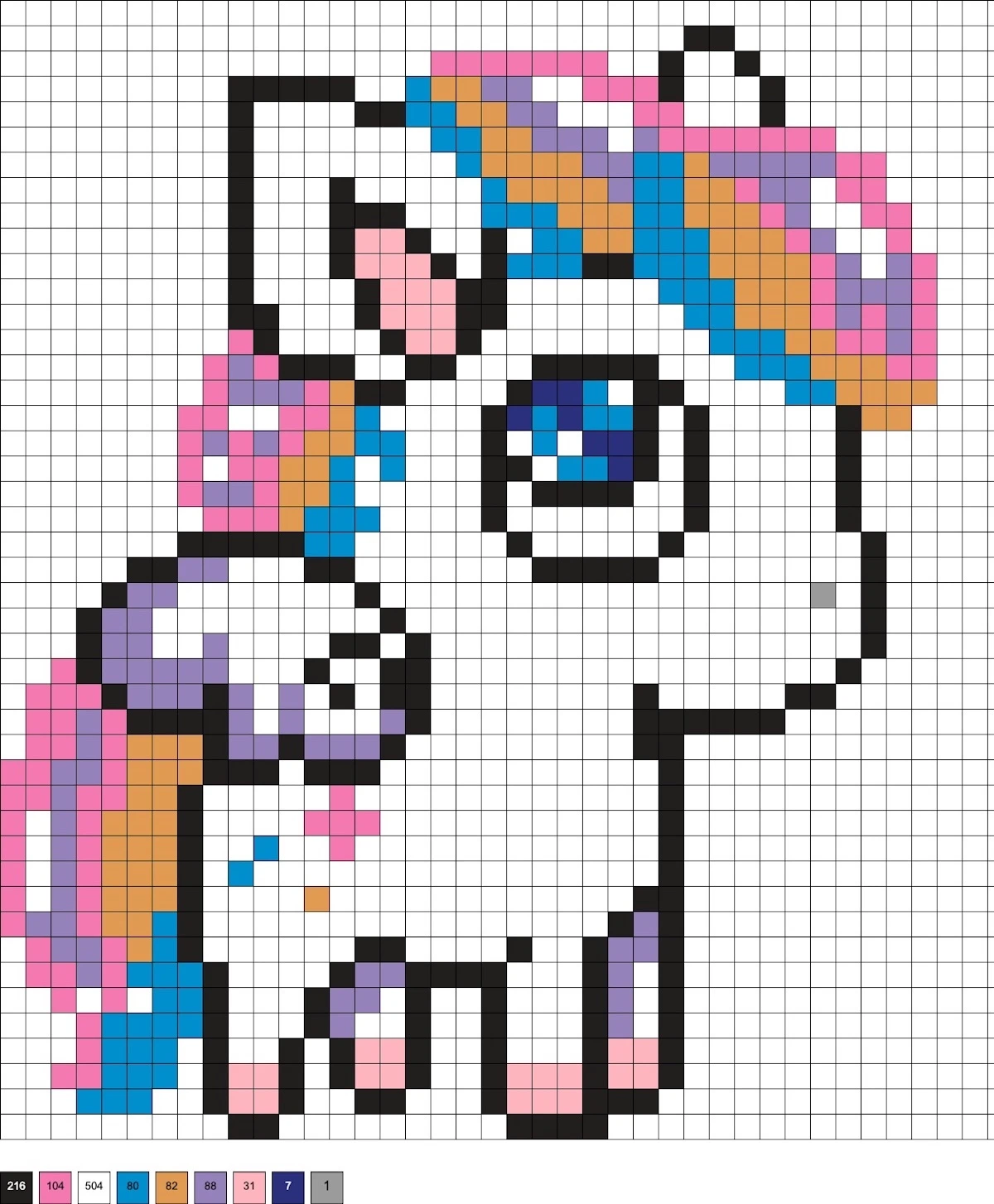 colorful unicorn perler bead pattern