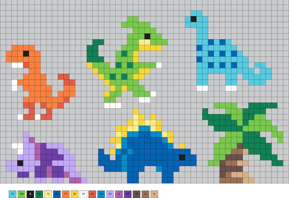 Dinosaur Perler Beads (40+ Free Patterns) - DIY Candy