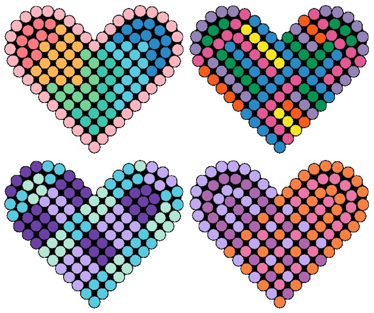four small heart patterns
