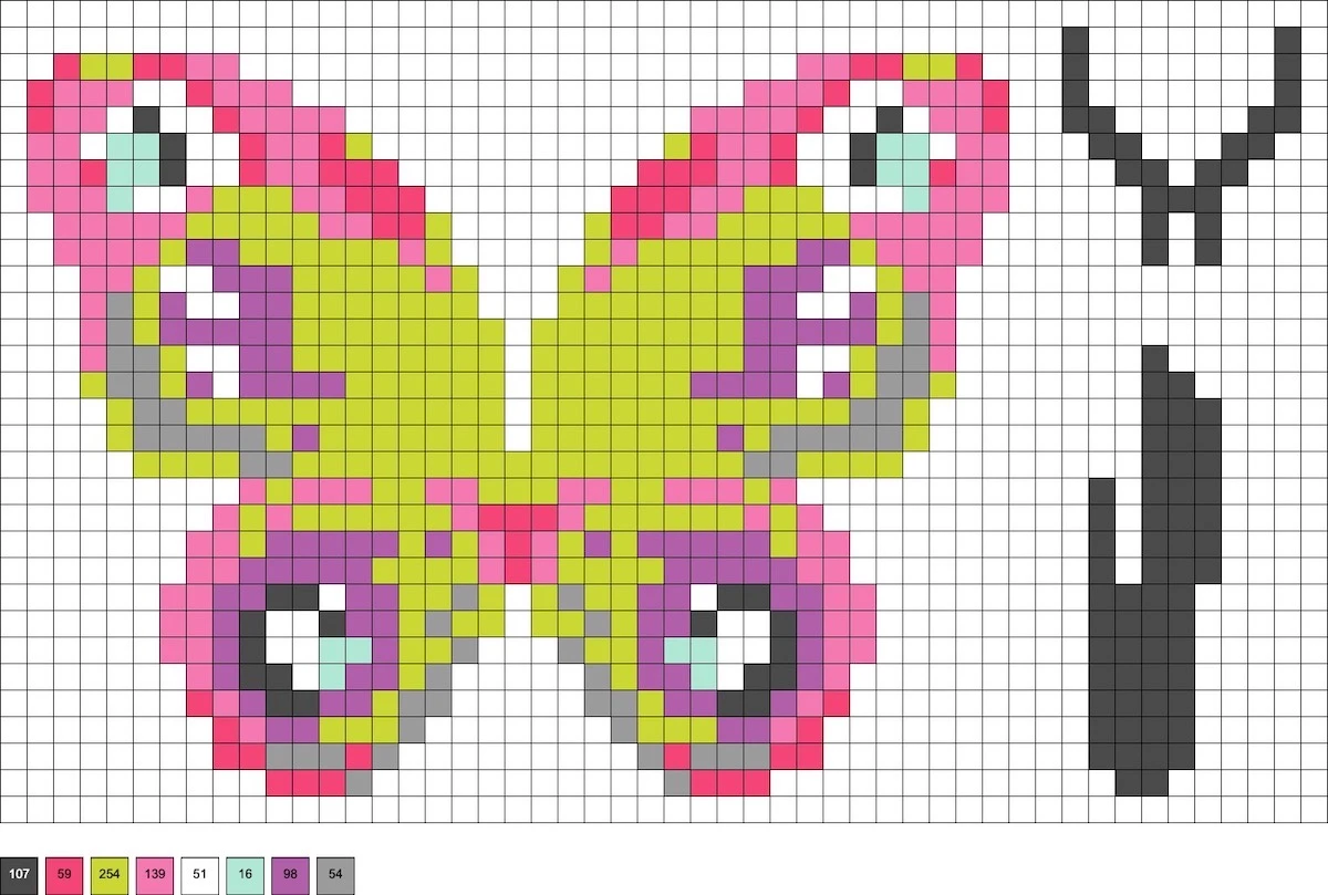 green and pink butterfly with stand