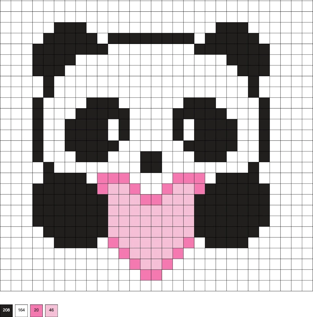 panda with heart perler