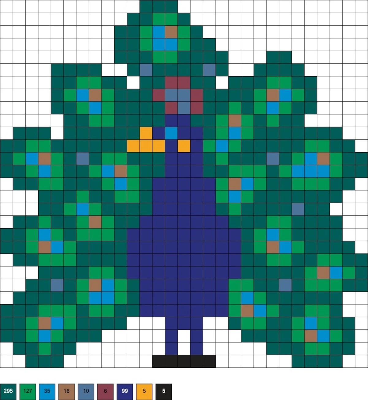 peacock perler beads