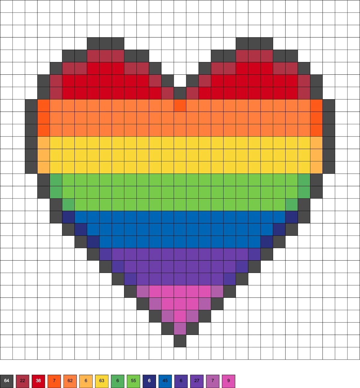 rainbow heart hama beads
