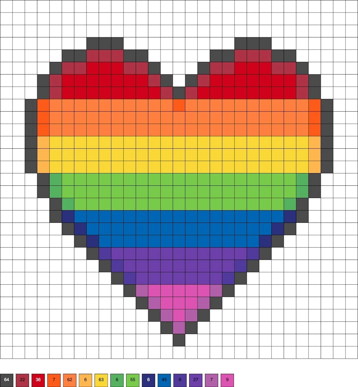 rainbow heart hama beads