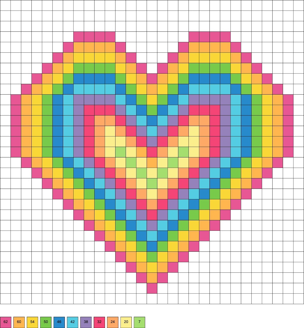 rainbow heart perler pattern