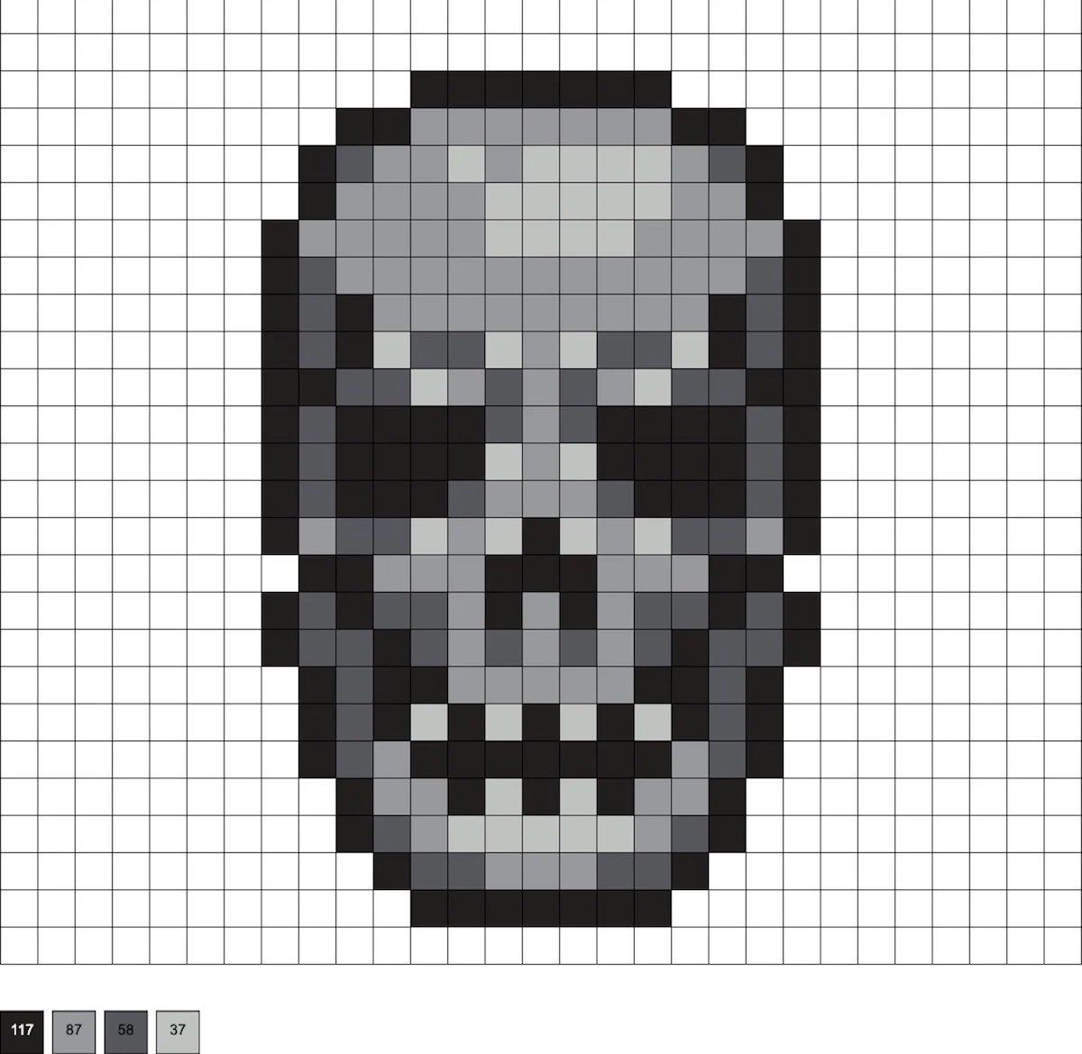 25, Black & White Skull Beads