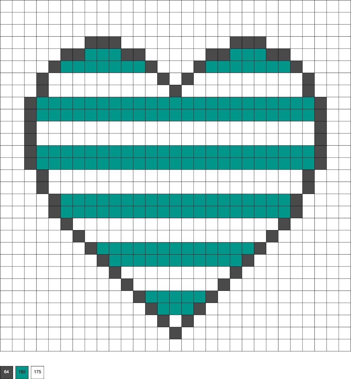 striped heart perler beads
