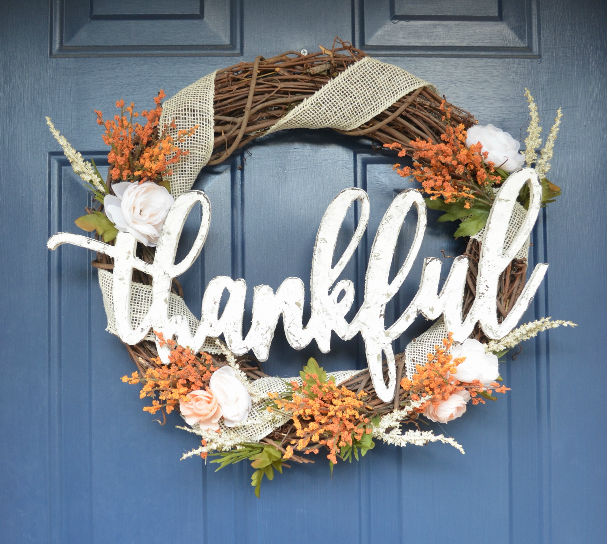 diy thankful wreath for fall and thanksgiving