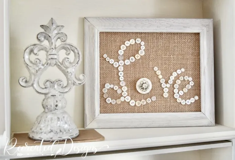 wedding love art upcycle frame with buttons