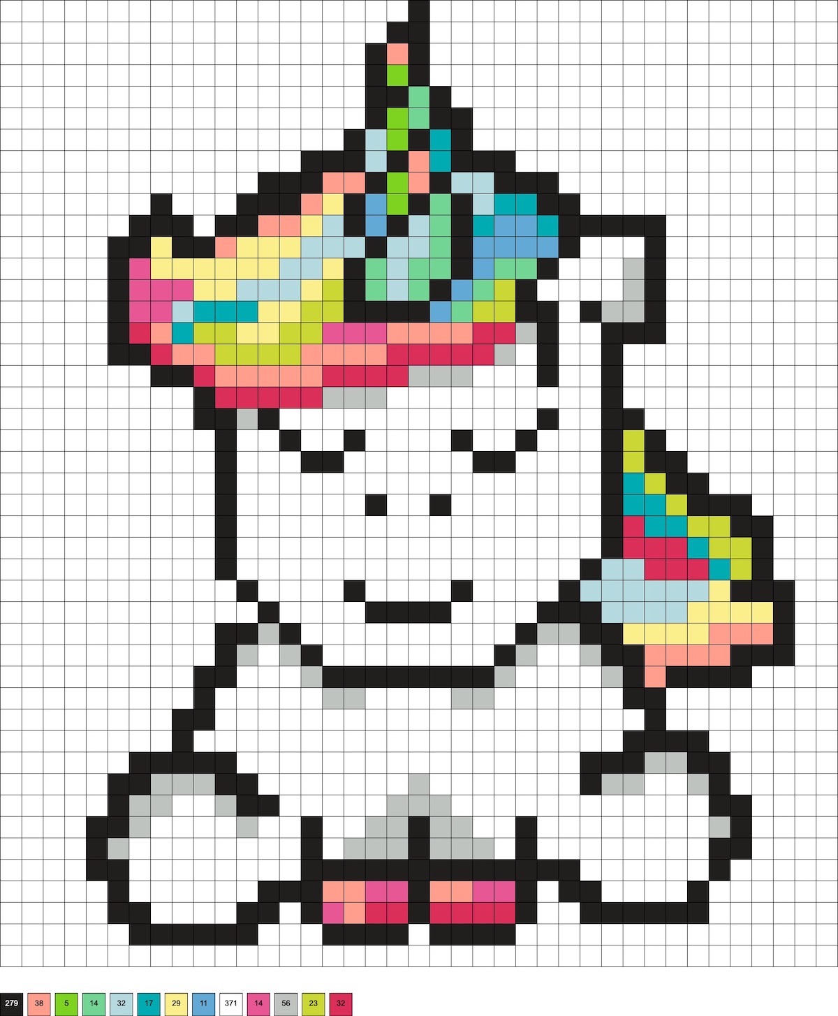 white unicorn with rainbow mane