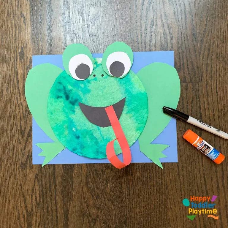 coffee filter frog craft for kids