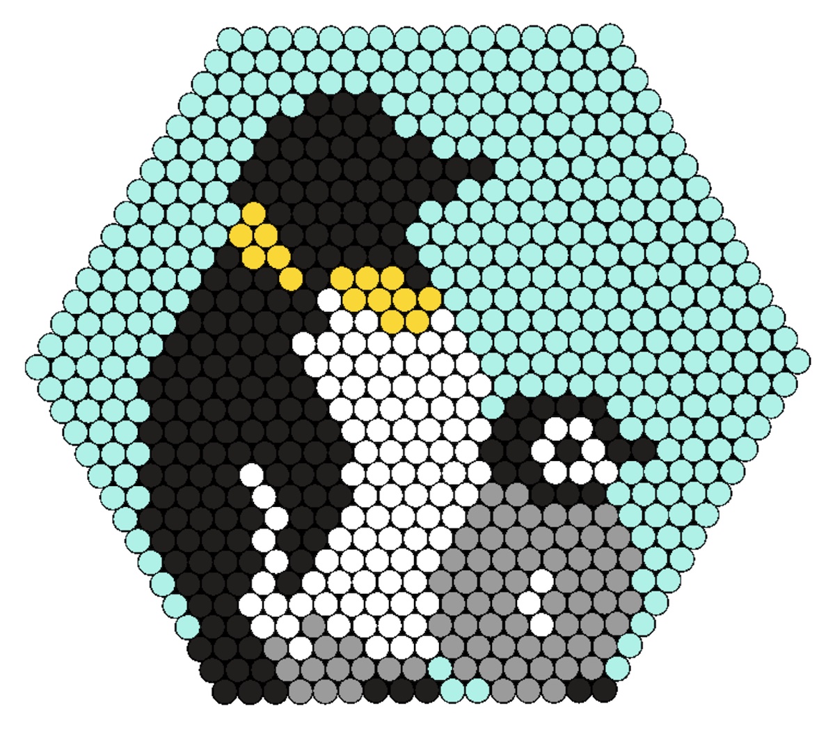 penguin on a hexagon hama board