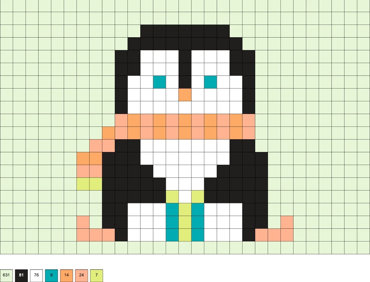 penguin with a scarf and boots
