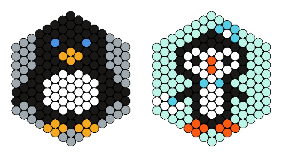 penguins on small hexagon boards