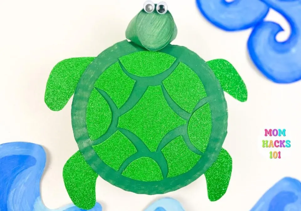 3D Paper Plate Turtle Craft (Free Printable Template)