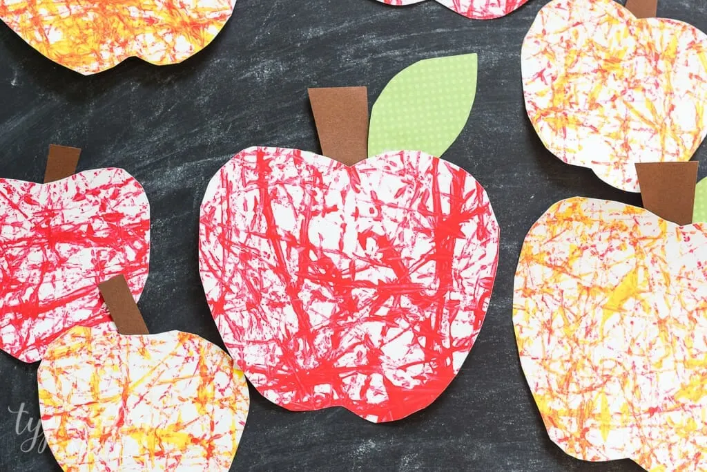 marble painting apple craft for kids