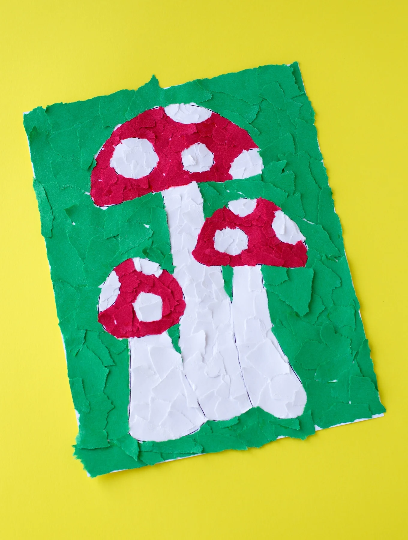 Torn Construction Paper Mosaic Mushroom Art