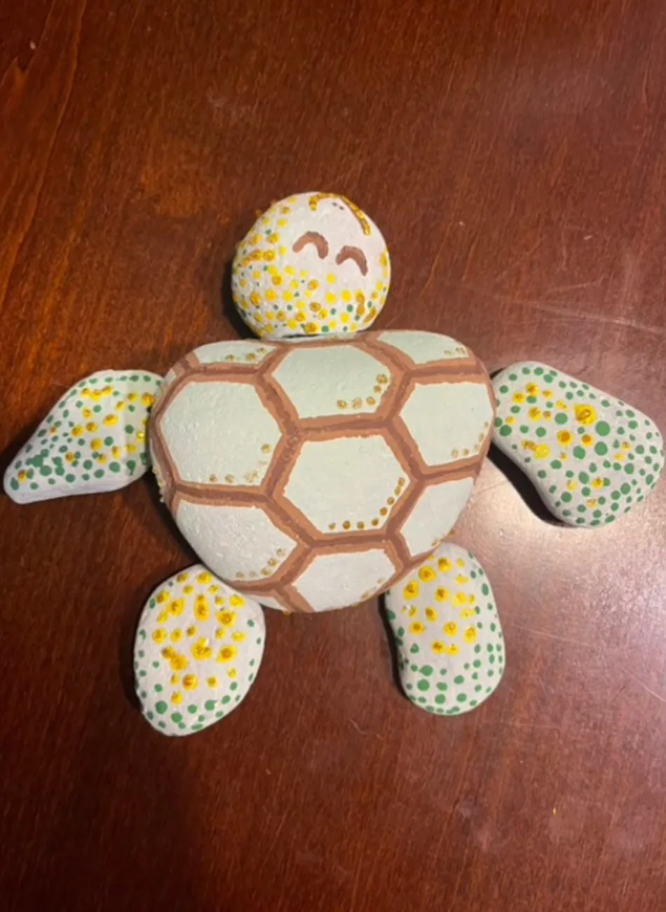 Painted rocks turtle craft for kids