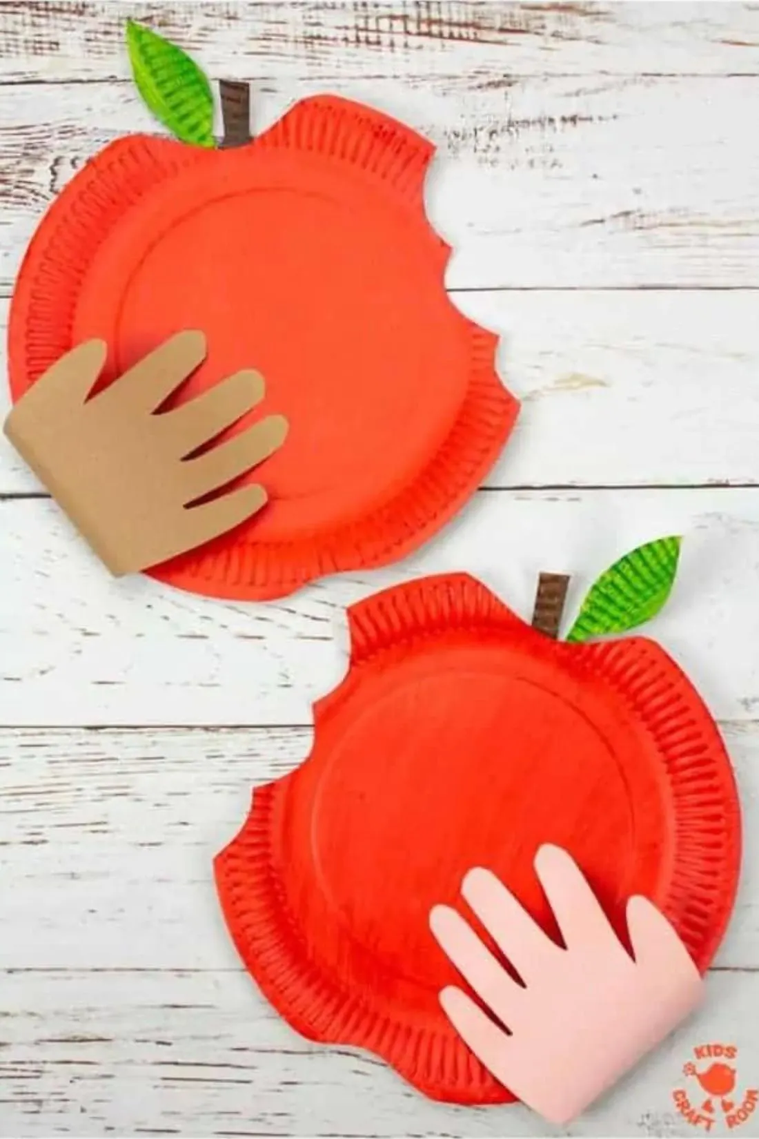 paper plate handprint bitten apple craft