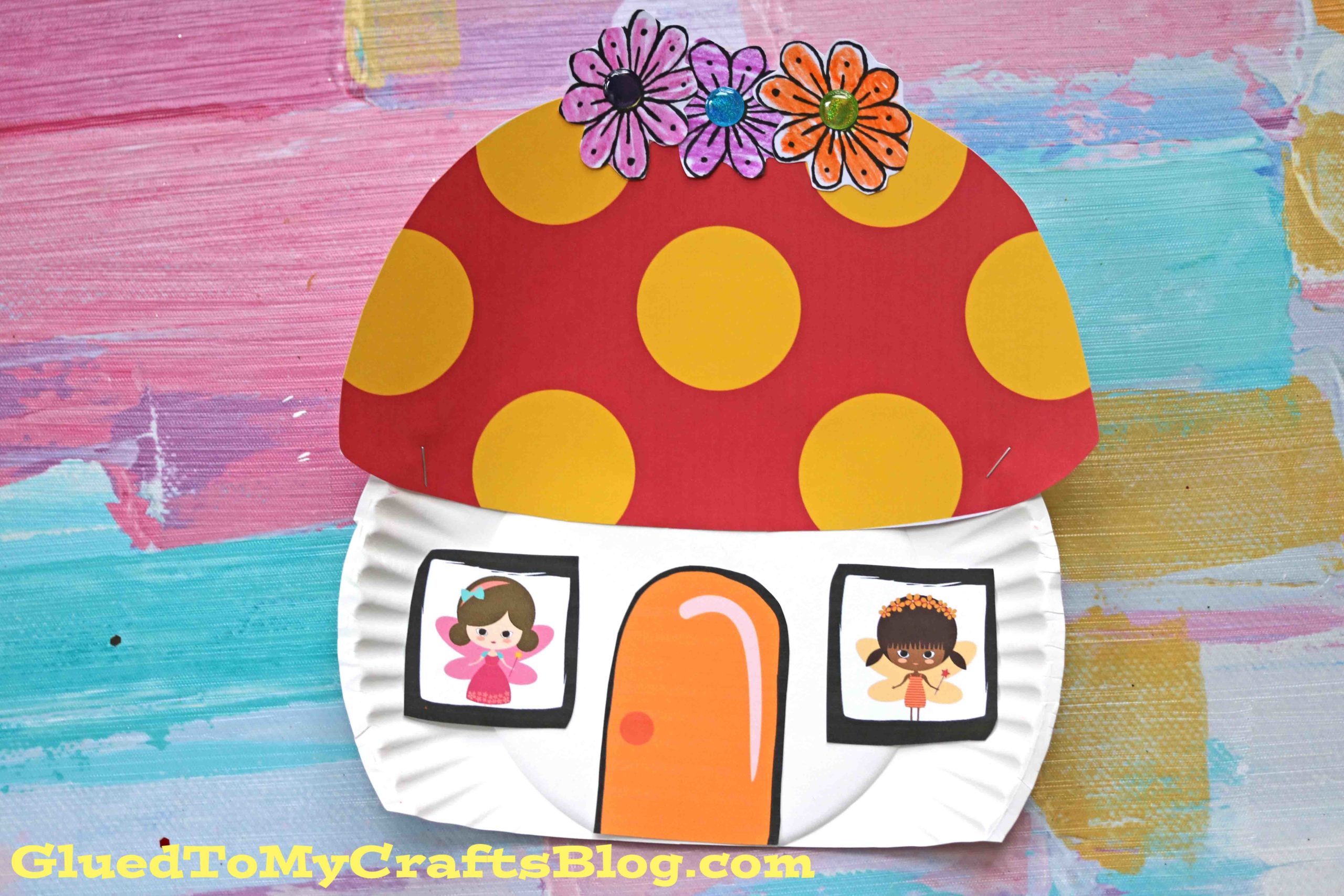 paper plate mushroom fairy house kid craft