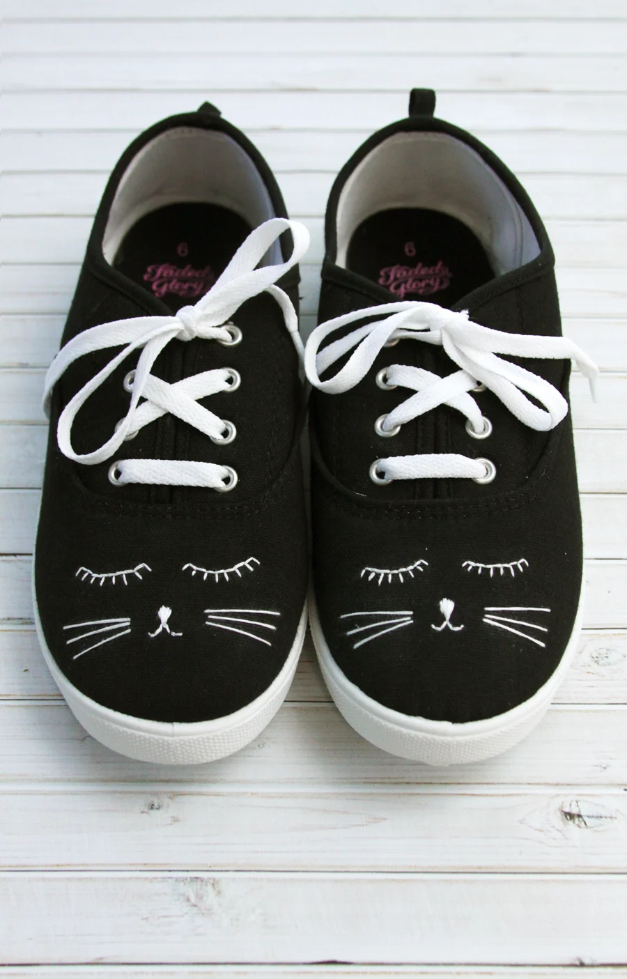 cute embroidered black cat shoes