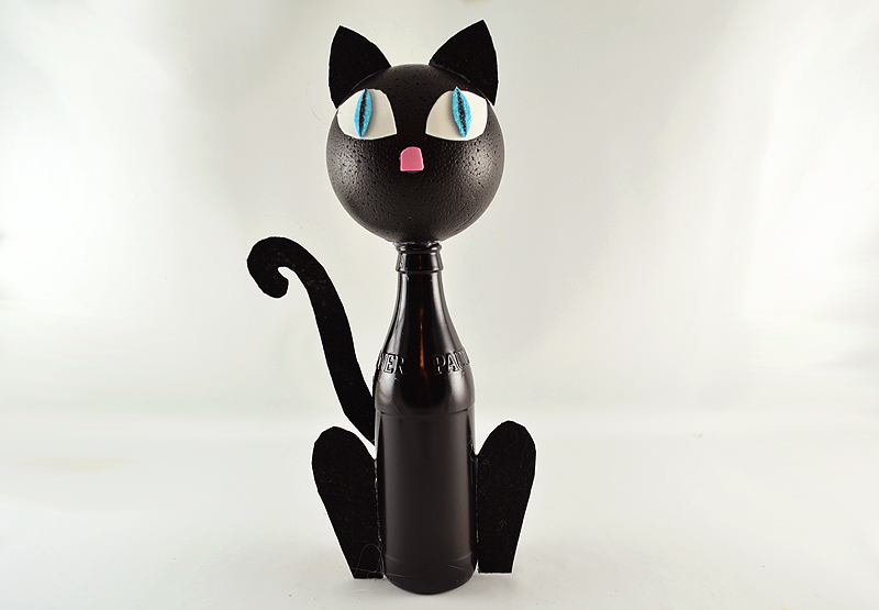 black cat bottle craft for halloween