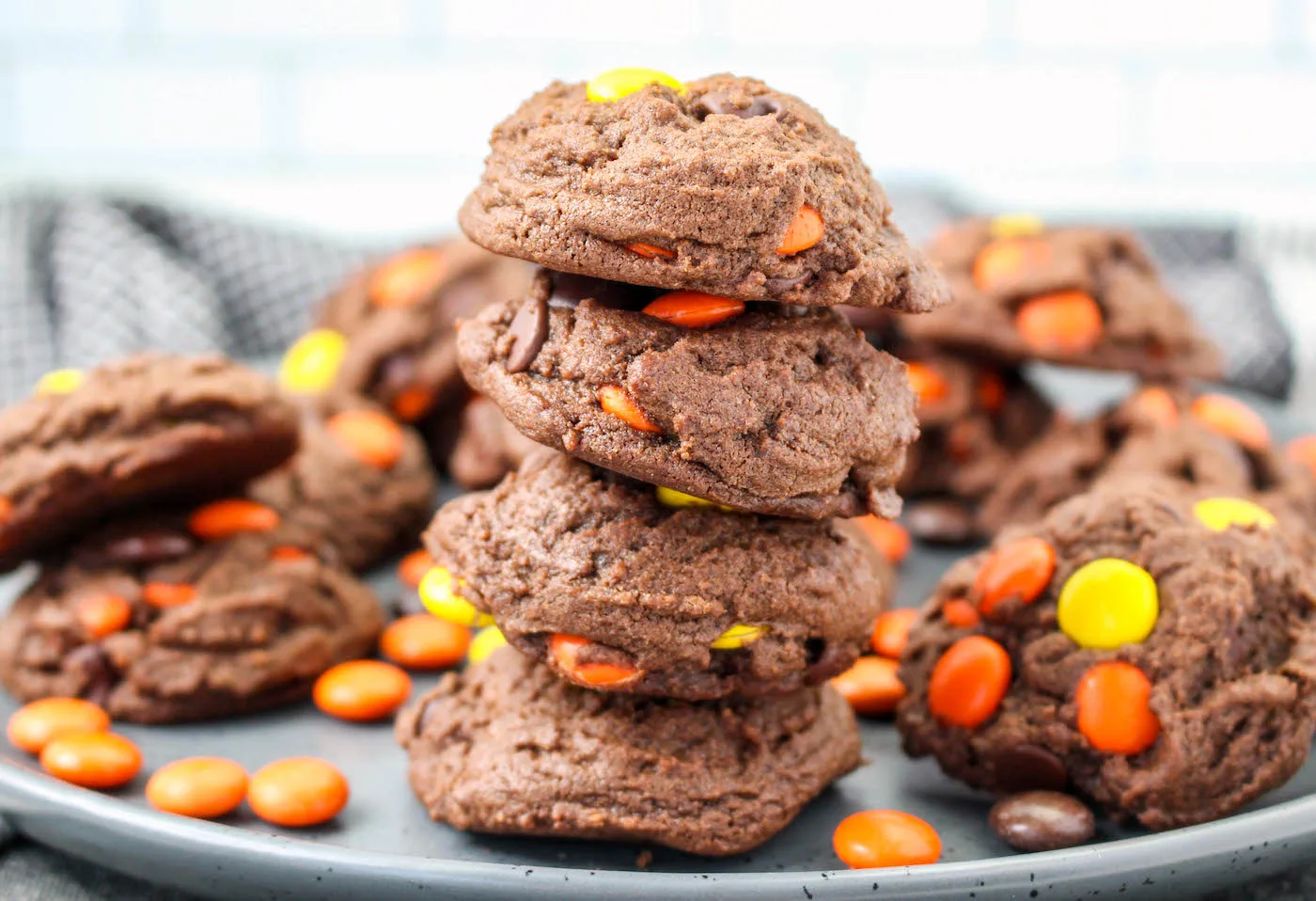chocolate cookies with reese's pieces