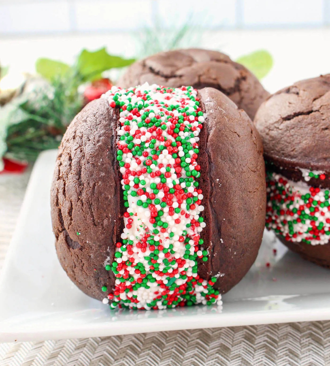 christmas whoopie pies on a plate