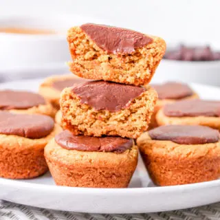 peanut butter cookie cups with fudge