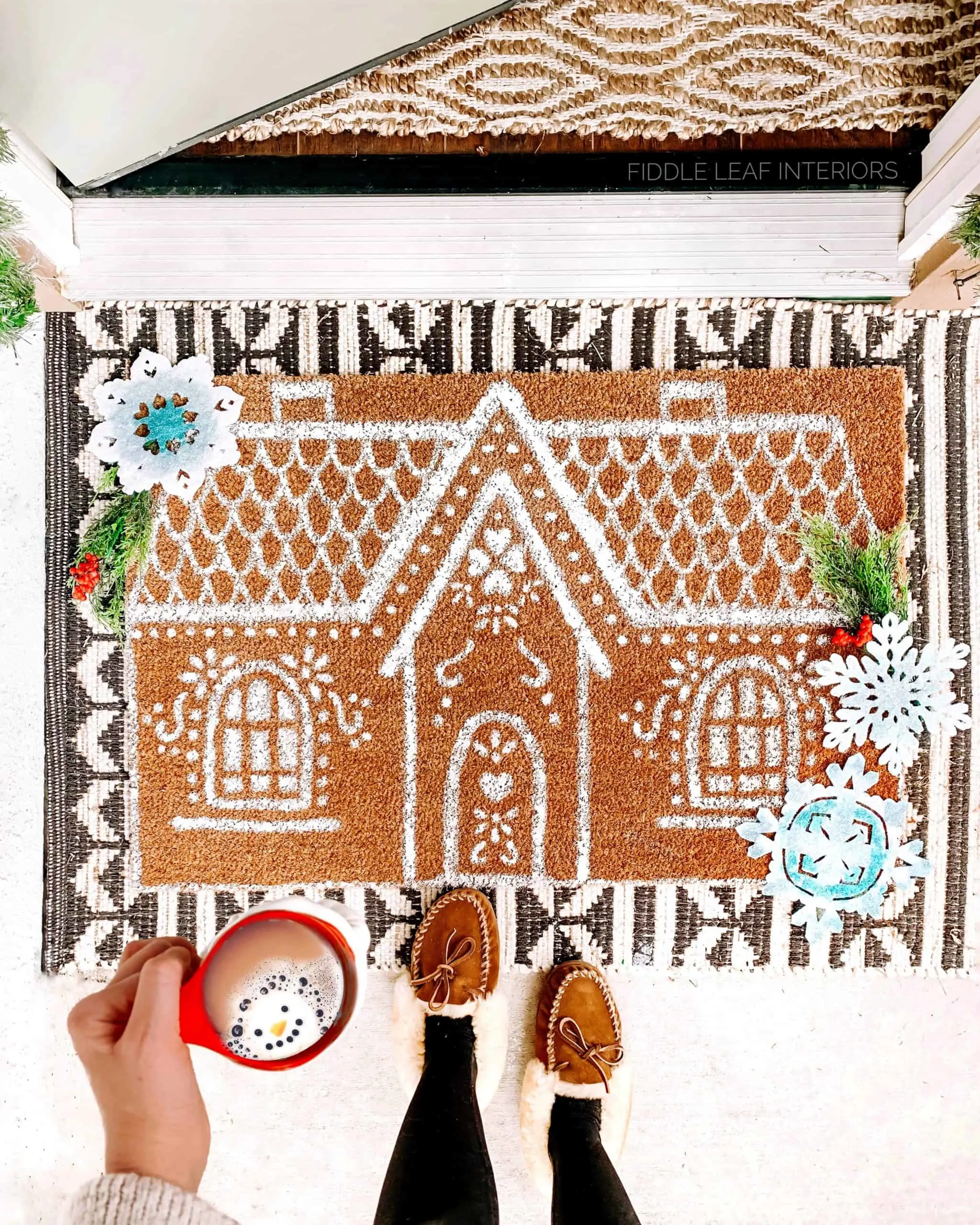 DIY Christmas Doormat: Anthropologie Inspired Gingerbread House