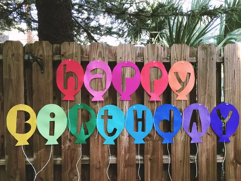 happy birthday party balloon banner