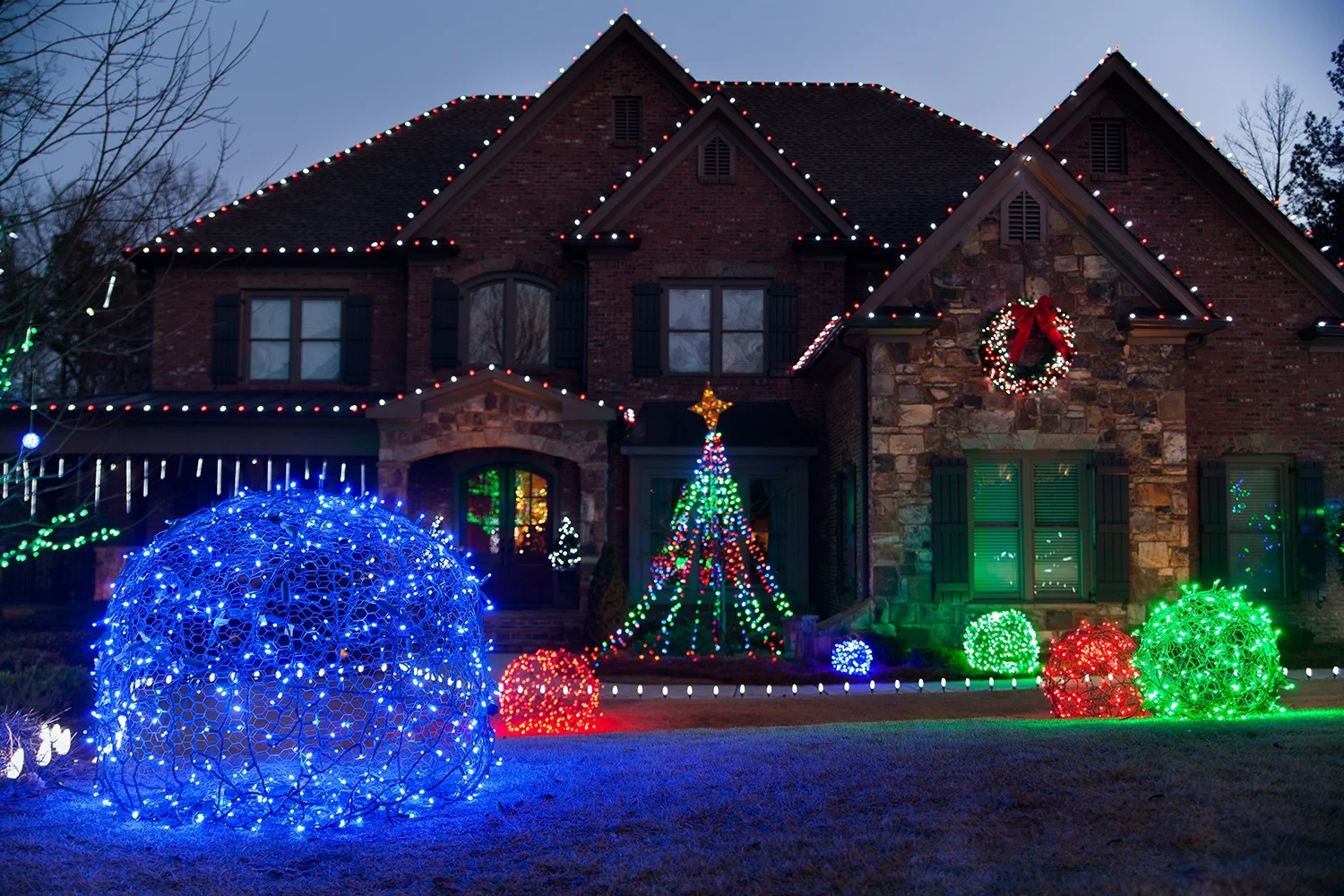 diy christmas light balls for outdoor decorations