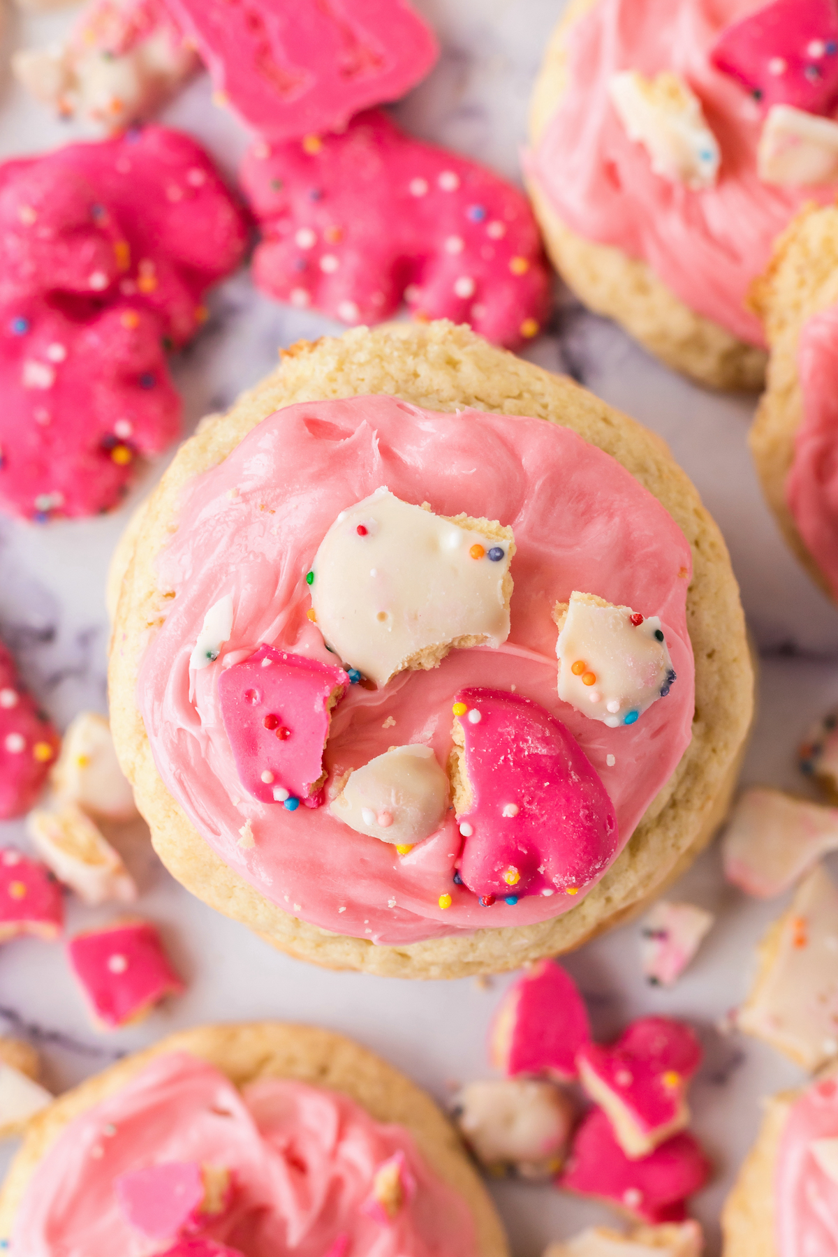 pink and white animal cookies