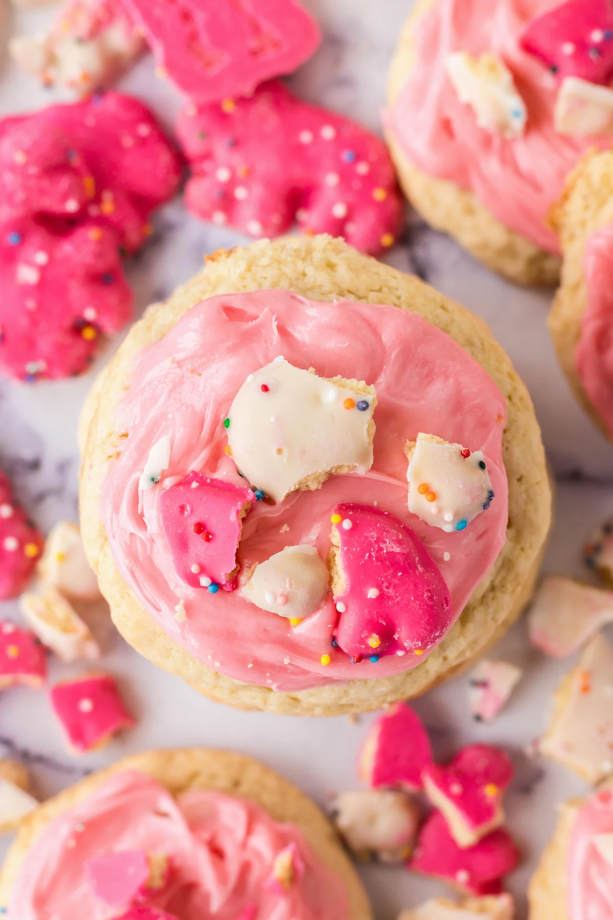 pink and white animal cookies