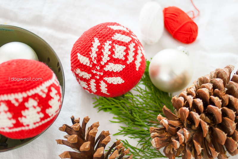 Crochet Fair Isle Christmas Ornament free pattern