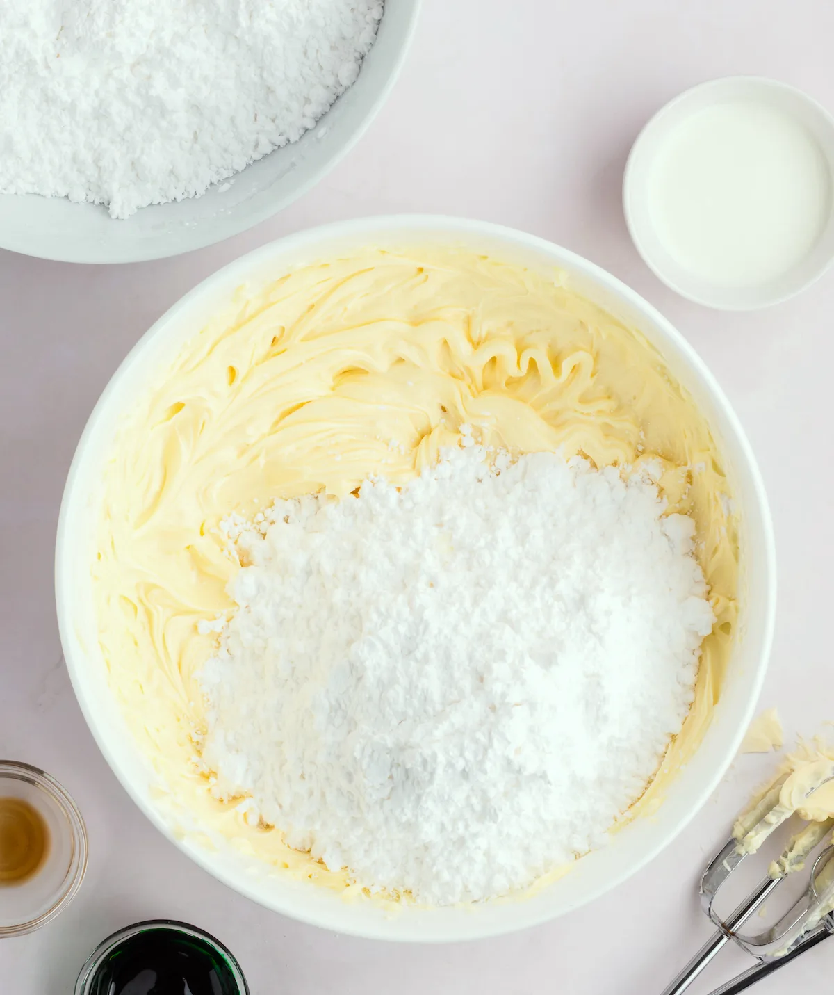 Powdered sugar added to creamed butter to make icing