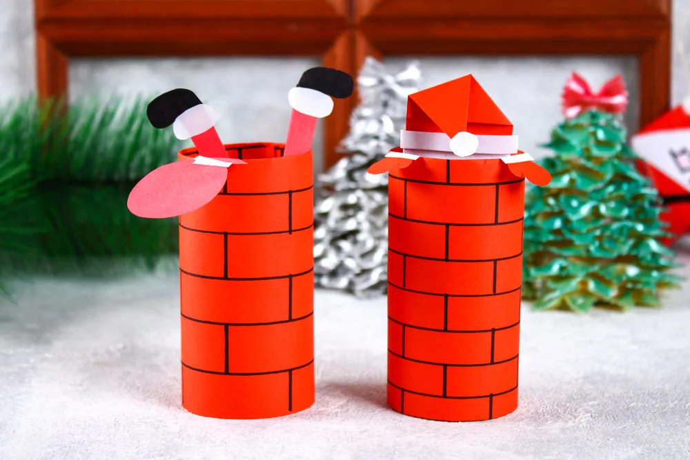 Santa Going Down a Toilet Paper Roll Chimney (Kids Craft)