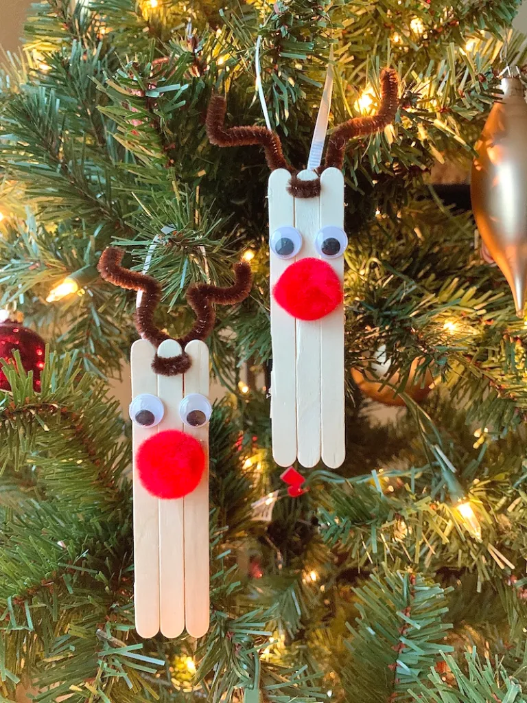 cute reindeer popsicle stick ornaments